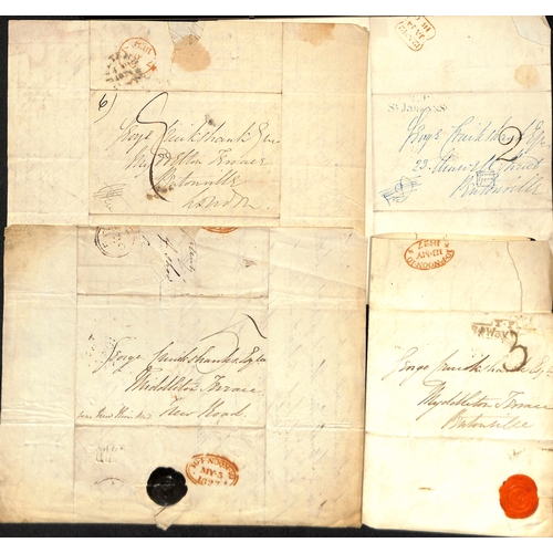 2 - George Cruikshank, etc. 1827-57 Entire letters and covers addressed to the artist and caricaturist G... 