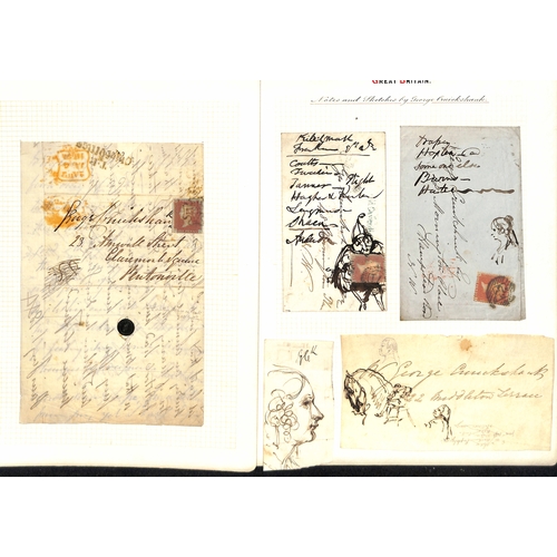2 - George Cruikshank, etc. 1827-57 Entire letters and covers addressed to the artist and caricaturist G... 