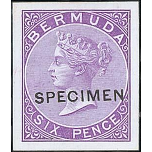 47 - 1d, 2d, 6d and 1/- Coloured Die Proofs, close to the issued colours, on white glazed card each overp... 