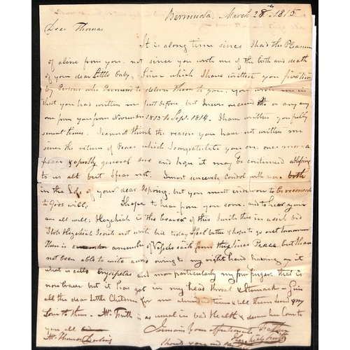 2 - 1815 (Mar 28) Entire letter written by Hezekiah Frith to his son in law Thomas Darling in New York, ... 