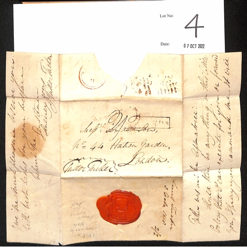 4 - 1818 (Oct 3) Entire letter written by Lieut Tudor Tucker from St. Georges to London, the address pan... 