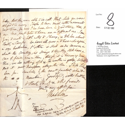 8 - 1843 (Nov 21) Entire letter (first page missing) to England charged 1/-, backstamped with the large ... 