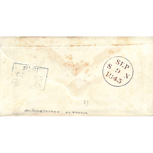 21 - 1845 (Aug 20) Cover to Scotland, prepaid 1/-, red 