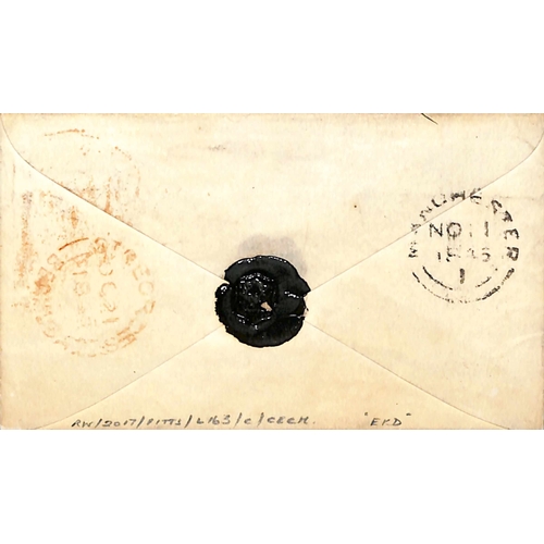 23 - St. Georges. 1845 (Oct 21) Cover prepaid 1/- to England with red St. Georges crowned circle and Lond... 