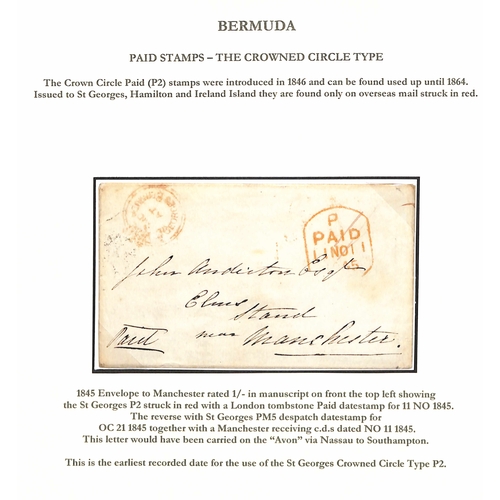 23 - St. Georges. 1845 (Oct 21) Cover prepaid 1/- to England with red St. Georges crowned circle and Lond... 