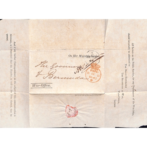 37 - 1842 (Oct 8) Printed O.H.M.S War-Office entire with red crowned Paid datestamp, addressed to 