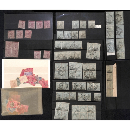 42 - QV-QEII Stamps on stockcards in a shoebox including a few Specimens, multiples, Tercentenary issues,... 