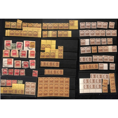 42 - QV-QEII Stamps on stockcards in a shoebox including a few Specimens, multiples, Tercentenary issues,... 