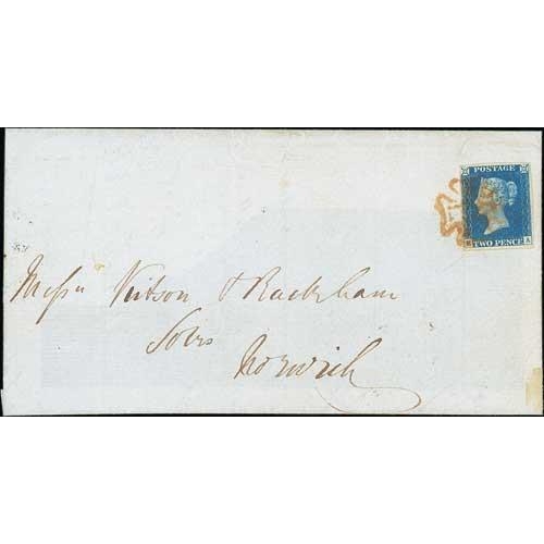 18 - 1840 (July 27) Part entire (large part of reverse cut away) from Yarmouth to Norwich, bearing a 2d b... 