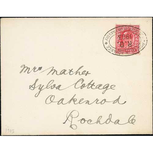 182 - Rochdale. 1903 Covers posted within Rochdale both franked 1d, tied by the oval Advance Posting cance... 