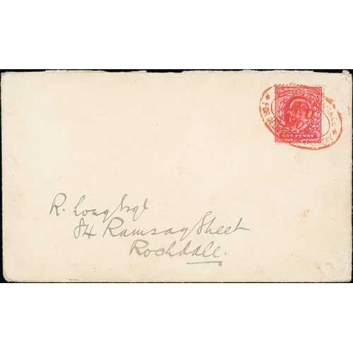 182 - Rochdale. 1903 Covers posted within Rochdale both franked 1d, tied by the oval Advance Posting cance... 