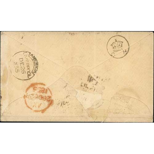 413 - CH (Customs House, M.14). 1855 Stampless cover to Bath with 