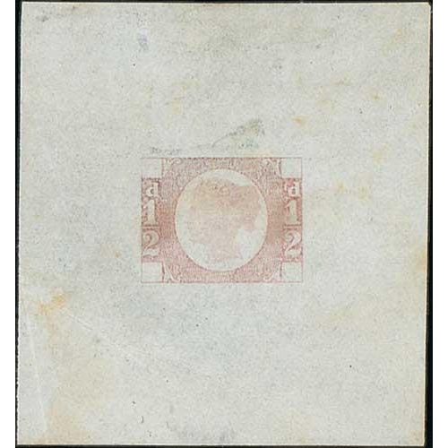 42 - 1871 ½d Ormond Hill die proof without corner letters, in dull lilac-rose on thin white wove pap... 