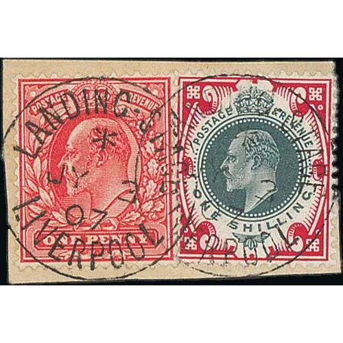 429 - 1878-1911 QV and KEVII stamps (13) and pieces (3) with Landing Stage cancels, comprising 23m 