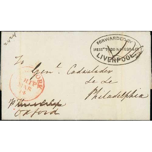 433 - 1807-73 Entire letters and a few covers all sent between G.B and the USA via Liverpool forwarders, a... 