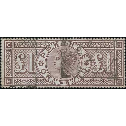 55 - 1884 £1 Brown-lilac, watermark Imperial Crowns, HC used with light squared circle cancels, well... 