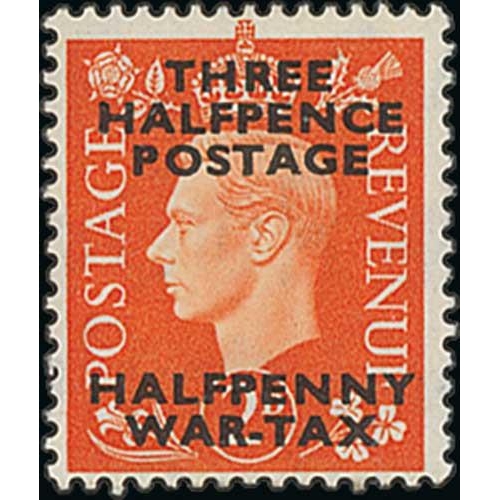 72 - 1940 War Tax surcharges, ½d and 1d War Tax essay overprints in red or black on KGVI 1d (3), 1&#... 