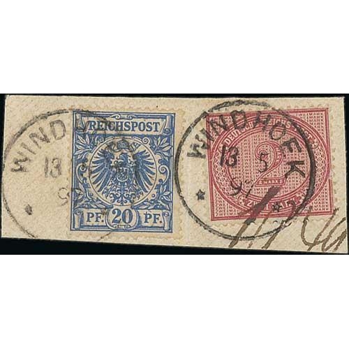 1059 - 1894-1901 Cover, pieces (25, bearing 36 stamps) and single stamps (4), issues of Germany cancelled i... 