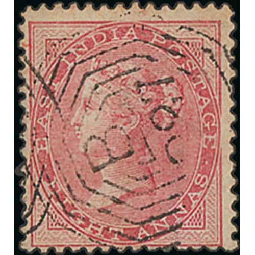 1105 - Burma. 1865 8a Carmine, elephants head watermark, used with octagonal 