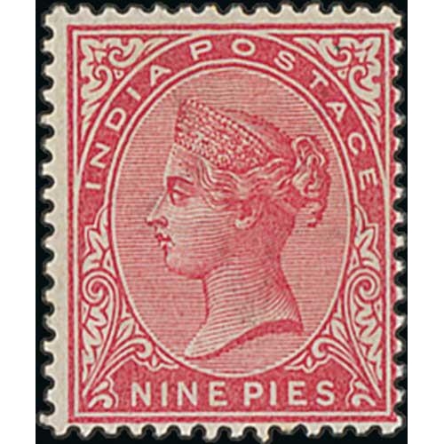 1106 - 1882 9p Aniline Carmine, watermark inverted, fine mint. S.G. 87w, £700. Photo on Page 160.