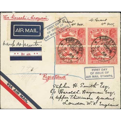 1154 - 1929 (Nov 4/Dec 20) Air stamps, First Day Covers of the six stamps, each value in a block of four on... 