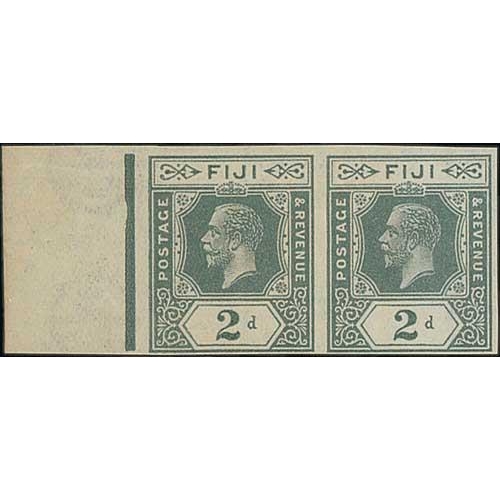 1211 - Fiji 1922 2d Grey imperf marginal pair printed on Irish multiple SE monogram watermarked paper, prod... 