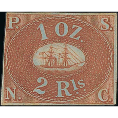 1360 - Pacific Steam Navigation Co. 1857-86 Mint stamps well written up on two pages, comprising 1857 1r bl... 