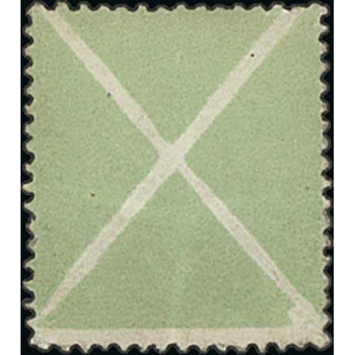 867 - 1858-59 Issue St. Andrew's Cross, small size labels in blue and red mint, yellow (manuscript cancel)... 