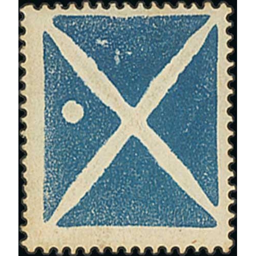 867 - 1858-59 Issue St. Andrew's Cross, small size labels in blue and red mint, yellow (manuscript cancel)... 