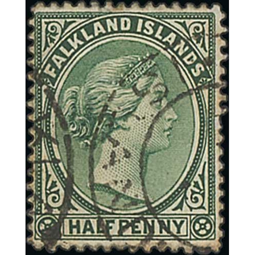 994 - 1892 ½d Green, variety watermark reversed, two used examples, one with small thin, otherwise fi... 