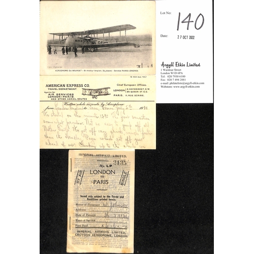 140 - 1921 (July 5) Printed postcard headed with an aeroplane and 