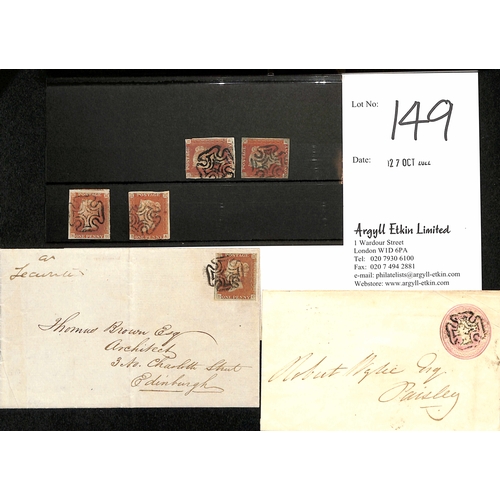 149 - Maltese Crosses - Greenock. 1842-43 1d Pink envelope and an entire bearing a 1d red (just four margi... 