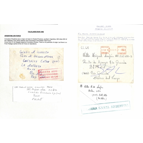 1001 - 1982 Falklands War - Argentinean Occupation. Covers (letters enclosed) from Argentina to soldiers on... 