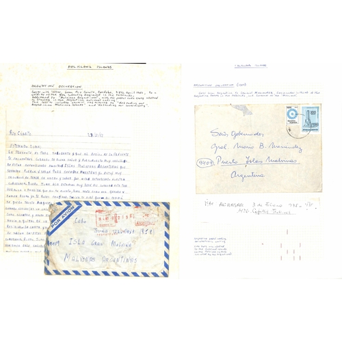 1001 - 1982 Falklands War - Argentinean Occupation. Covers (letters enclosed) from Argentina to soldiers on... 