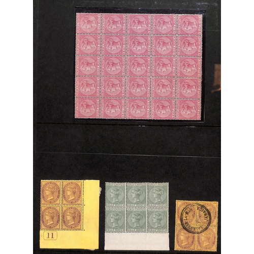 1216 - 1870-1911 QV Issues in multiples including 1870-83 Crown CC 1d and 2/- blocks of four and 2d block o... 