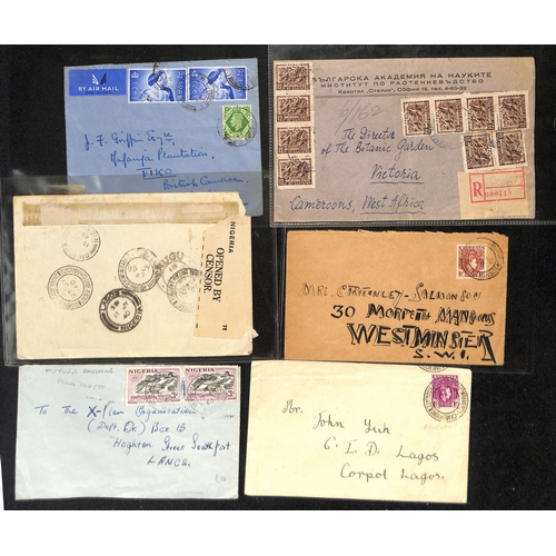 1275 - Cameroon. 1907-1990 Covers and cards including 1919 registered covers bearing C.E.F ½d, 1d, 2d ... 