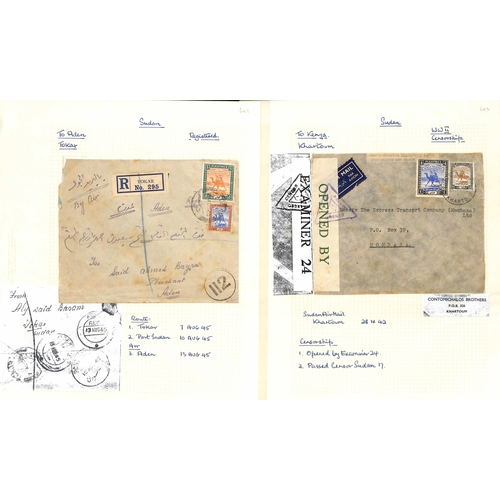 1458 - WW2 - Censorship. 1939-45 Covers from Sudan (36), or to Sudan (13), all censored, also six airgraphs... 