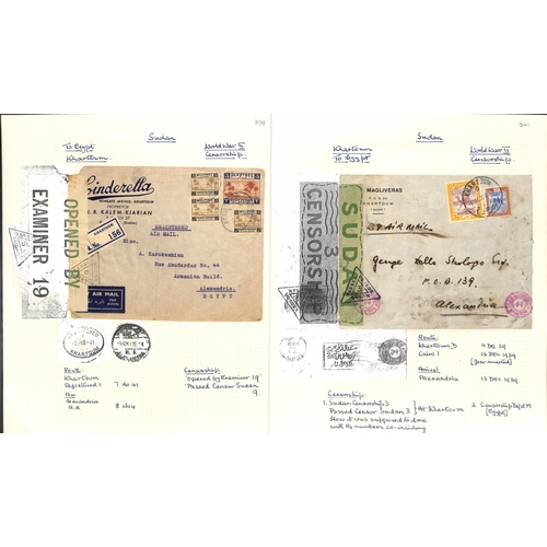 1458 - WW2 - Censorship. 1939-45 Covers from Sudan (36), or to Sudan (13), all censored, also six airgraphs... 