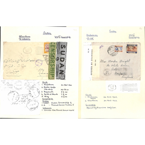 1458 - WW2 - Censorship. 1939-45 Covers from Sudan (36), or to Sudan (13), all censored, also six airgraphs... 