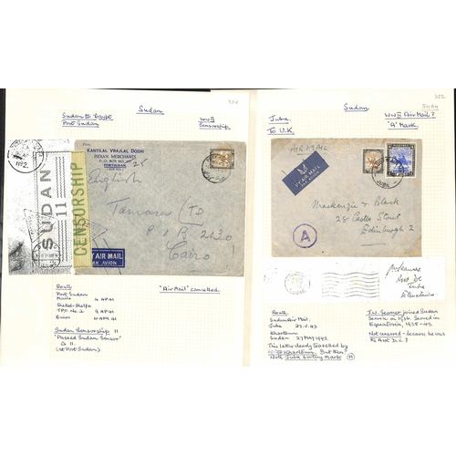 1458 - WW2 - Censorship. 1939-45 Covers from Sudan (36), or to Sudan (13), all censored, also six airgraphs... 