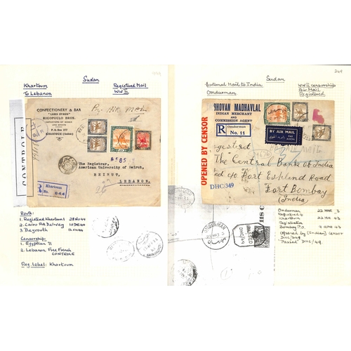 1458 - WW2 - Censorship. 1939-45 Covers from Sudan (36), or to Sudan (13), all censored, also six airgraphs... 