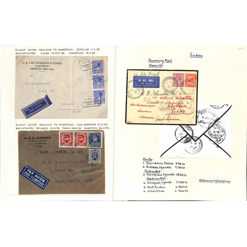 1460 - Air Mails. 1929-38 Covers sent by air from or within Sudan (41), or to Sudan (15), most commercial, ... 