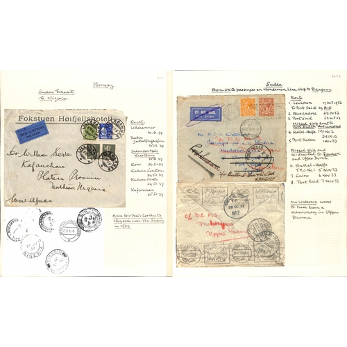 1460 - Air Mails. 1929-38 Covers sent by air from or within Sudan (41), or to Sudan (15), most commercial, ... 