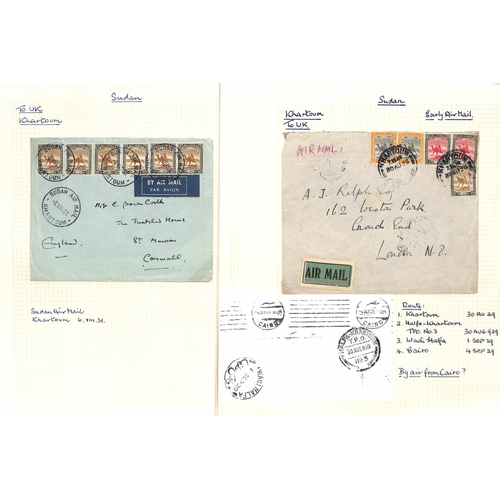 1460 - Air Mails. 1929-38 Covers sent by air from or within Sudan (41), or to Sudan (15), most commercial, ... 