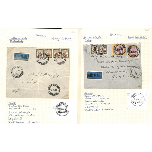 1460 - Air Mails. 1929-38 Covers sent by air from or within Sudan (41), or to Sudan (15), most commercial, ... 