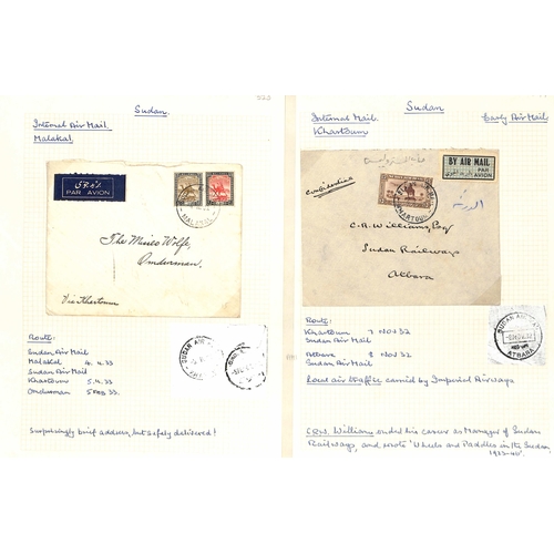 1460 - Air Mails. 1929-38 Covers sent by air from or within Sudan (41), or to Sudan (15), most commercial, ... 