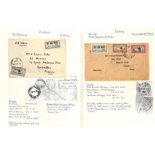 1460 - Air Mails. 1929-38 Covers sent by air from or within Sudan (41), or to Sudan (15), most commercial, ... 