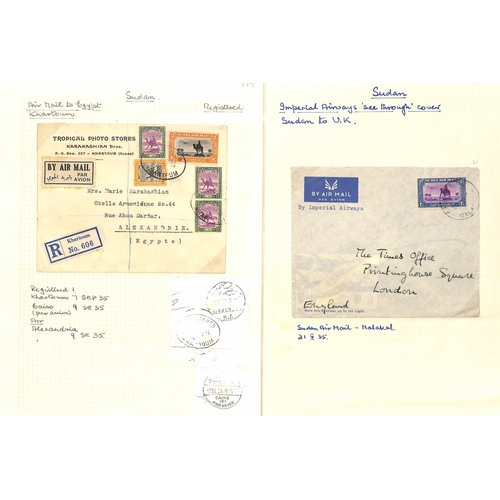 1460 - Air Mails. 1929-38 Covers sent by air from or within Sudan (41), or to Sudan (15), most commercial, ... 