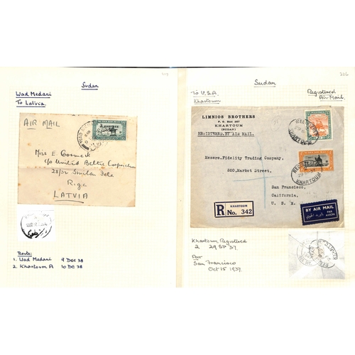 1460 - Air Mails. 1929-38 Covers sent by air from or within Sudan (41), or to Sudan (15), most commercial, ... 