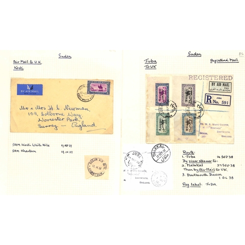 1460 - Air Mails. 1929-38 Covers sent by air from or within Sudan (41), or to Sudan (15), most commercial, ... 